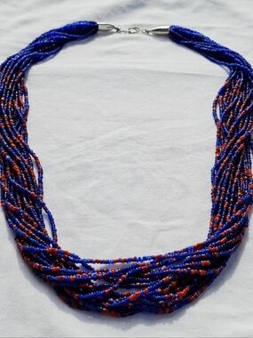 Multi Strand Seed Bead Necklace Statement Piece